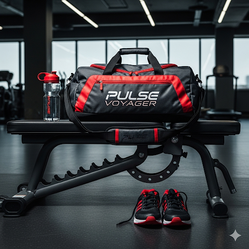 pulse voyager duffel bag – water resistant travel & gym duffel with spacious compartments
